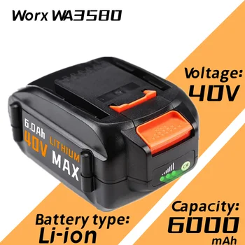 1-3 Pack 40V WA3580 Litija Akumulatoru Worx 40V 6000mAh Akumulators WG180 WG280 WG380 WG580 Nomaiņa Worx 40V Litija Akumulators