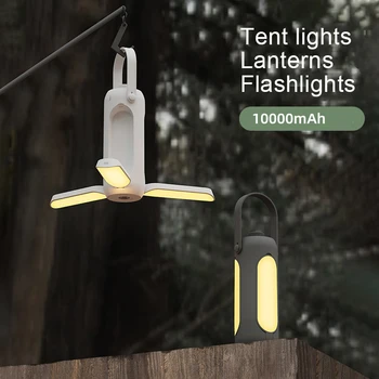 10000mAh Locīšanas Āra Karājas Telts Pārgājieni, Kempings Gaismas, USB Uzlādējams Avārijas Batery Lampas Lielas ietilpības Apgaismojums