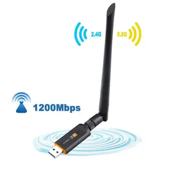 10pcs Bezvadu USB Wifi Adapteri 1200Mbps Lan USB Ethernet 2.4 G 5G divjoslu Wi-fi Tīkla Karti, Wifi Dongle