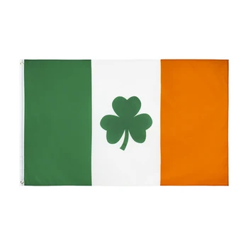 10PCS vilnis Īrija St. Patrick ' s Day Karogu karogu izvēles Misiņa pogcaurums 90*150cm Īrija Āboliņš banner