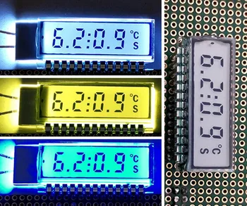 13PIN Maza Izmēra TN Pozitīvu 4-Cipari Segmenta LCD Panelis Instrumenta Displeja Ekrāns Balts/Zils/Dzeltens-Zaļš Apgaismojums 2.5 V
