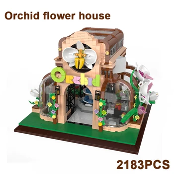 2183PCS Orhideju Ziedu Nams Celtniecības Bloku Pilsētas Street View Botāniskais Dārzs Moduļu Dārza Arhitektūras Ķieģeļi, Rotaļlietas Bērniem, Dāvanu