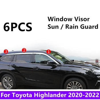 6PCS Chrome Logs Sejsegu Ventilācijas Žalūzijas, Saules Lietus Uzacu Aizsargs Vēja Rāmis Toyota Highlander 2020 2021 2022