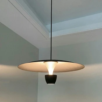 AiPaiTe modernu LED pendant light black vienkārši metāla disku tips regulējams augstums viesistaba, ēdamistaba griestu kulons gaismas