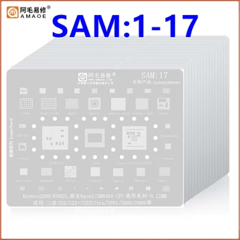 Amaoe SAM 1-17 BGA Reballing Trafaretu Samsung S J Piezīme Sereies A53 A536 Exynos1280/ E8825 SPU13P/SPU14P S22 S22Ultra