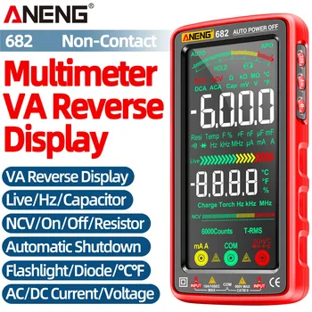 ANENG 682 Multimetrs Liels Krāsu Ekrāns AC/DC Ammeter Sprieguma Testeris Uzlādējams Ohm Diode Testeri Instrumenti Elektriķis Smart