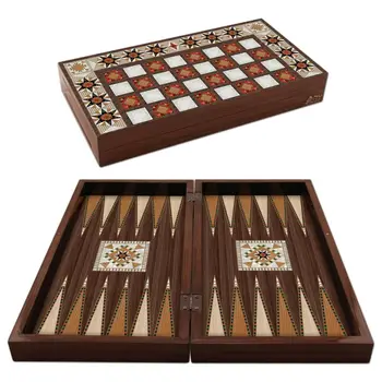 Antīko Hatem Bekgemons Uzstādīt Orient Luksusa Koka Locīšana Lieliem Šahs Dambrete Caurvēju Turcijas Osmaņu Kļavu Ozolkoka Galda Spēles Box