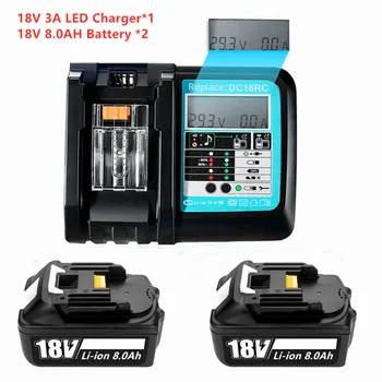 Ar LED Lādētāju BL1860 Uzlādējams Akumulators 18 V 8000mAh Litija Jonu lai 18v, Makita Akumulatoru 8Ah BL1840 BL1850 BL1830 BL1860