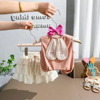 Bērnu Apģērbu 2023 Jaunas Meitenes Tērps Pavasara Vasaras 2023 Modes Baby Salds Stils Bez Piedurknēm Gadījuma Sweet Meitenes Divas Gabals, Kas