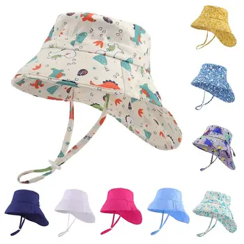 Bērnu Vasaras Kausa Cepures UV Aizsardzību, Āra Pludmales Saules Cepuri, Zēns, Meitene, Atloks Klp Regulējams Platām Malām Vāciņu Gadījuma Panama Klp