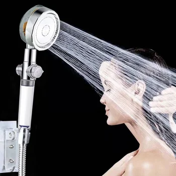 Filtrē Dušas Galvas ar Rokas Augsta Spiediena Ventilatoru Dizains 360 Rotācijas Regulējama Virziena Dušas Galvas