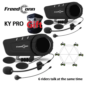 Freedconn KY Pro Motociklu Domofons Bluetooth Ķiveri Austiņas Motociklu 6 Braucēji 1000M Moto Grupas Ūdensizturīgs Interphone