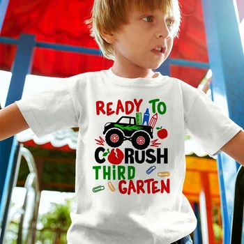 Gatavs, Lai Apspiestu Trešās Klases Iespiesti Bērniem Krekls 1-5 Pakāpe Bērnu Atpakaļ Uz Skolu Apģērbs T-kreklu Smieklīgi Zēniem ar Īsām Piedurknēm Tee Drēbes