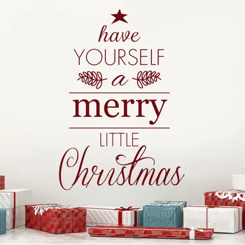 Ir Yourself A Merry Little Christmas Citātus, Sienas Uzlīmes, Vinila Mājas Dekoru Istabā Festivāls Jaungada Dāvana Ziemassvētku Bildītes S466