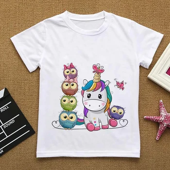 Jaunu 3D Druka, T-krekls Cute Dzīvnieku Ielas Apģērbu Meitene Modes Liels T-krekls Harajuku 2-14 Gadu Veco Bērnu Apģērbu Balts
