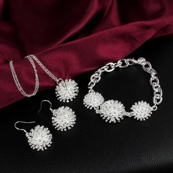 Karstā šarmu 925 Sterling Sudraba Uguņošana, Kulons, kaklarota, auskari rokassprādze Juvelierizstrādājumu komplekts sievietēm klasiskās Modes Pusei Dāvanas