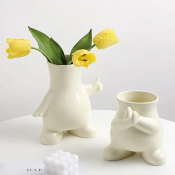 Keramikas Mazo Puķu Vāzi par viesistaba, Pusdienu Galds Tulip Mākslīgo Ziedu Mājas Dekoru Restorāns Modelis Istabas Homestay Vienkārši