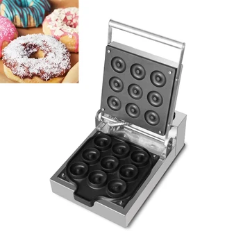 Komerciāla 9 Caurumi Vafeļu Donut Mašīna Sīkfailus Mašīna Riņķa Maker Deserts Bakeware Elektriskā Cepšanas Panna Iekārtas