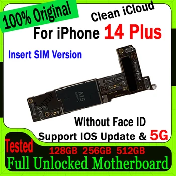 Labs Icloud Mainboard IPhone 14 Plus Mātesplati Oriģināls Atbloķēt IPhone 14 Plus Loģika Valde Ar/Bez Sejas ID Labu Darbu