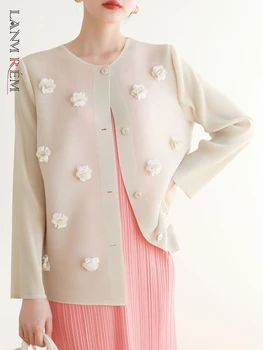 LANMREM Savienoti Ziedu Krekls Sievietēm O-veida kakla garām Piedurknēm Viena Krūšu Topi Dizaineru Sieviešu Apģērbu Jaunas 2023 Rudens 2YA573