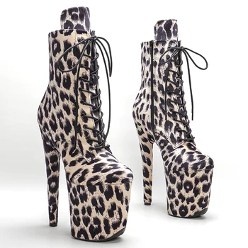 Leecabe 20CM/8inches Leopard Pole deju kurpes augstpapēžu kurpes Pole Dance boot