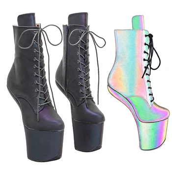 Leecabe PU augšējā Atstarojošu materiālu, Heelles Stila Seksīgi Eksotisko Pole Dance Attvaicētājs jauniešu tendences modes, krāsu saskaņošanas apavi