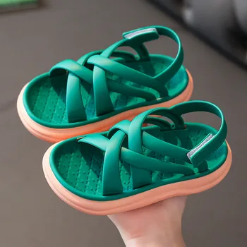 Meiteņu sandales 2023 vasarā jauni bērnu mīksto vienīgais princese tīkla red elpojošs ārpus valkāt bērnu pludmales sandales