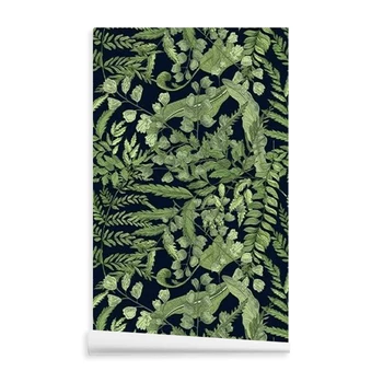 Melna/Zaļa Lapa Pattern Tapetes Mizu un Ielīmējiet Sabiezējumu Ūdensizturīgs Tapetes TV Fonā Sienas Gleznojums Mājās Apdare