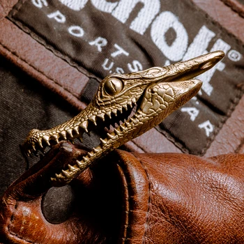 Misiņa krokodila galvu klipu dzīvnieku atslēgu piekariņu soma piederumiem kulons personības radošās dāvanas, kas iedvesmo.