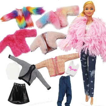 Modes 1/6 Drēbes par Barbie Lelle 30cm Papildu Piederumi Bebe Atdzimis Džemperis Rainbow Mētelis, Cepure, Bikses, Uzvalks Rotaļlietas Meitenēm