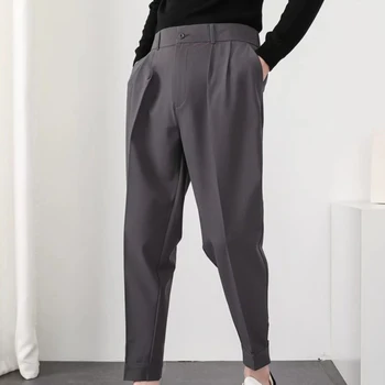 Modes Vīriešu Ikdienas Biksēm Elastīgs Viduklis, Maza Kājām Slim Korejiešu Stilā Kroku Konusveida Vīriešu Žakete, Bikses Streetwear Bikses