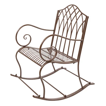 MUMS kaltas dzelzs retro āra šūpuļkrēsls stendā dārzs dārza krēslu novietot krēslu dārza atpūtas apdare Tumši Brūna