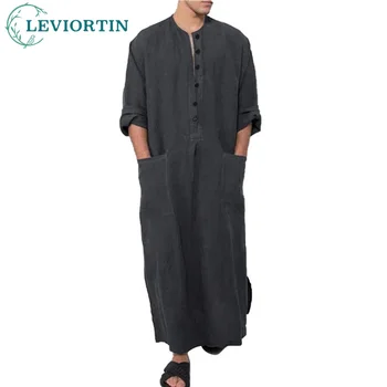 Musulmaņu Modes Veļa Kaftan Tuvajos Austrumos Abaya Saūda arābu Pakistāna Thobe Ilgi Drēbes Kleita Jubba Ramadāna Vīriešiem Islāma Apģērba 5XL