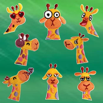 Pašlīmējošās Karikatūra Cute Giraffe, Plāksterus, Apģērbu Remonts Emblēmu Izšūšana Cepures Džemperi Bikses Mēteļi Appliqued Uzlīmes