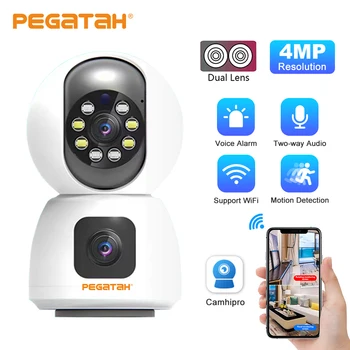 PEGATAH WiFi IP Kameras 1080P HD Dual objektīvs Bezvadu Baby Uzraudzīt AI Izsekošanas Audio Video Iekštelpu Drošības Uzraudzībai PTZ Kameras