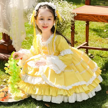 Princeses kostīms Lolita Stila Kleitas Spring & Autumn Baby Meiteņu Drēbes Bumbu Kleita puķu meitenei kleita kāzu 1-10Y