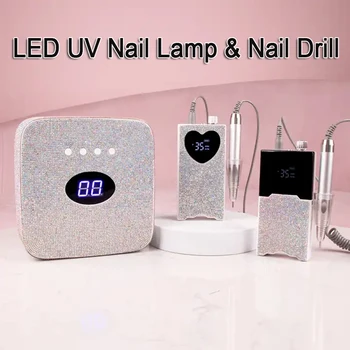 Profesionālās UV LED Nagu Lampu Nagu Urbt Manikīrs darbgaldi Uzlādējamais Bezvadu Salons 