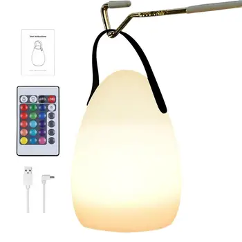 Pārnēsājama Galda Lampa Nakts USB Lādējamu Galda, Gultas Gaismas 6 Līmeni Gaismu 16 Krāsu Mainīšana RGB Pirmsskolas Lampas Uzlādējams