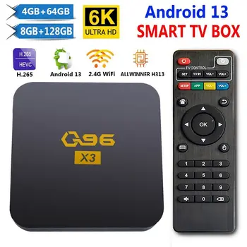 Q96 X3 Jauno Smart TV Box Android 13 Allwinner H313 Četrkodolu 6K HDR UHD 8GB 128GB 2.4 G WIFI Media Player Set Top Box Mājas Kinozāles