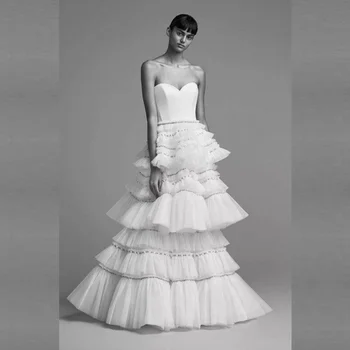 Qcenkeren Kāzu Kleitas Mīļotā Sieviešu Kūka Slāņu Svārki Kāzu Kleitas apmetni de soirée mariage balles kleitas, 2023 luksusa kleitas
