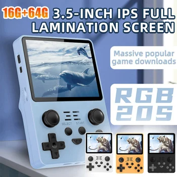 RGB20S Rokas Video Spēļu Konsoles Izturīgs 16.G+64G 3.5 Collu IPS Ekrāns Atvērtā Avota Sistēmas (Balts)