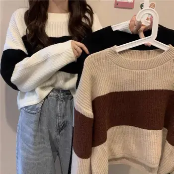 Sieviešu Džemperis Mājīgu Colorblock Adīt Džemperi Sievietēm Silts, Elastīgs Stilīgs Rudens/ziemas Garderobi Essentials Ziemas Džemperis