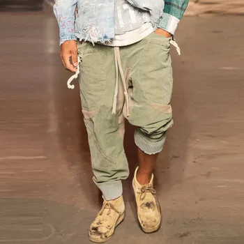 Streetwear Modes Personības Bikses Vīriešiem Kritums Treniņbikses Vintage Raibs Aukliņu Zaudēt Taisnas Bikses Mens Casual Bikses
