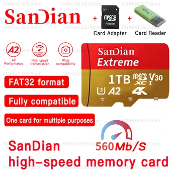 Sākotnējā 16TB Flash Atmiņas Kartes SD atmiņas Karte 512 gb un 256 gb, 1 TB SD atmiņas Karte SD/TF Kartes 4K TF Atmiņas Karti + atmiņas Kartes Lasītājs, Telefona/datora