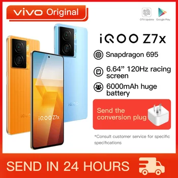 Sākotnējā VIVO iQOOZ7X Mobilo Telefonu 6.64 Collu LCD Snapdragon695 Octa Core 80W SuperFlash Maksas 50M Triple Kamera