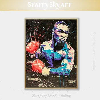 Tautas Māksla ir Mākslinieka Roku apgleznotas Mūsdienu Abstrakts Skaitlis, Mike Tyson, Eļļas Glezna uz Audekla Boksa Karalis Mike Tyson Eļļas Glezna