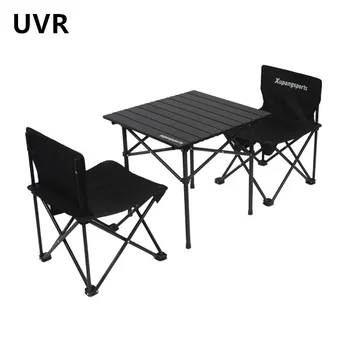 UVR Jaunu Āra Saliekamie Galdi un Krēsli noteikt Ultra-light Piknika Iekārtas Ceļojumu Portatīvo Alumīnija Kempingu Galdi un Krēsli