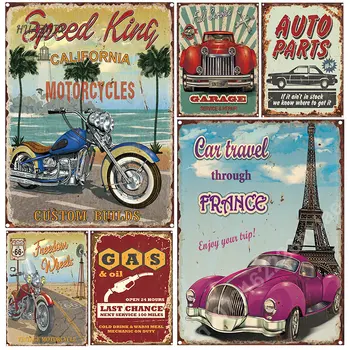 Vintage Retro Automobiļiem, Metāla Zīmes Saturu Kluba Pub Bārs Dekoru Skārda Paraksta Burbonu dekori Krāsošana Vīna Sienu Apdare