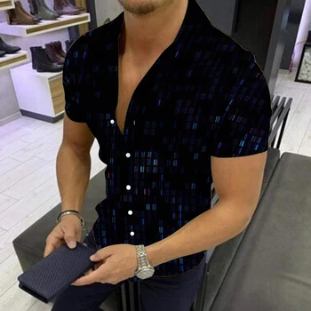Vīriešu Modes Ikdienas Krekli Vasaras Savukārt Apkakle Buttoned Krekls Digitālās Drukas Īsām Piedurknēm Topi, Blūze, Vīriešu apģērbu dizainers