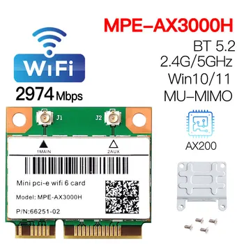 Wifi 6 Mini Pci-e, Tīkla Karte, Bluetooth 5.2 Bezvadu Adapteri Dual Band AX3000 5G/2.4 Ghz, Lai AX200 802.11 ax/ac MU-MIMO Klēpjdatoru/PC